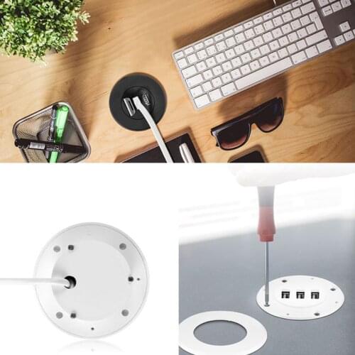 2021 New 5cm Grommet Hole In-Desk Mounting 3 Ports USB 2.0 Hub For Laptop PC Computer NEWEST BLACK