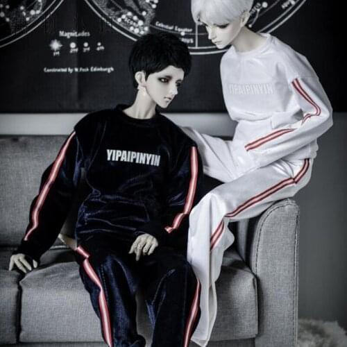 New Fashion striation white pleuche Sport suit Uncle 1/3 1/4 Boy SD10 Girl BJD SD Doll Clothes