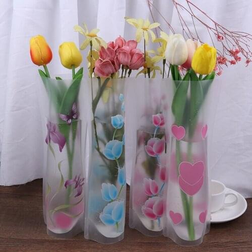 27 X 12cm Environmental Protection PVC Plastic Foldable Vase Flowers Jardiniere Random Sent