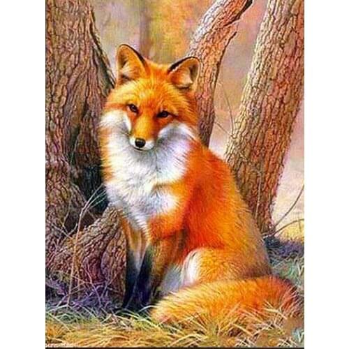 Full Square Round 5D DIY Diamond Painting Animal Pictures 3D Diamond Embroidery Yellow fox Mosaic Crystal Gift Home Decor DF165