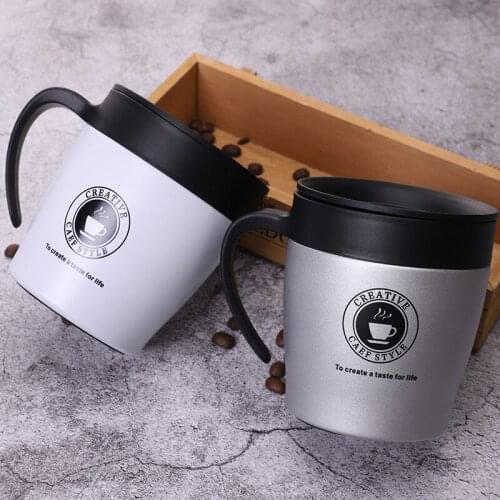 350ml Double Wall Stainless Steel Portable Coffee Mug Tumbler Travel Mug With Handle