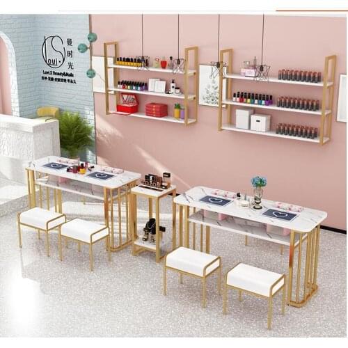 Simple and modern solid wood drawer manicure table double storage single manicure table double desk and chair set combination