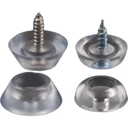 20mm Diameter Transparent Silicone Pad Anti-slip Washer With M3.5x16mm SS Countersunk Self Tapping Screw For Furniture Foot
