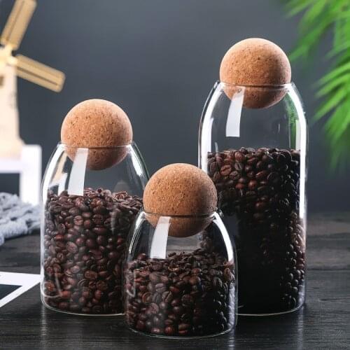 Clear Glass Storage Jar Tea Caddy Sealed Cork Glass Tin Coffee Bean Canister Household Kitchen Dried Fruit Sugar Storage Box