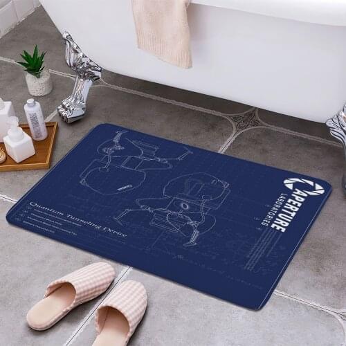 Portal Gun Blueprint 3D Print Doormats Rectangle Non-Slip DoorMat Bedroom Kitchen Entrance Print Door rugs Dropshipping