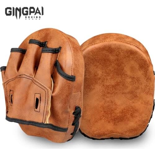 Retro Color Hand Target MMA Martial Thai Kick Pad Kit Brown Karate Training Mitt Focus Punch Pads Sparring Boxing Punching Bags