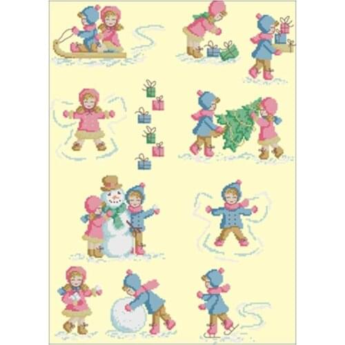 Happy christmas holiday patterns Counted Cross Stitch 11CT 14CT DIY Cross Stitch Kits Embroidery Needlework Sets home decor
