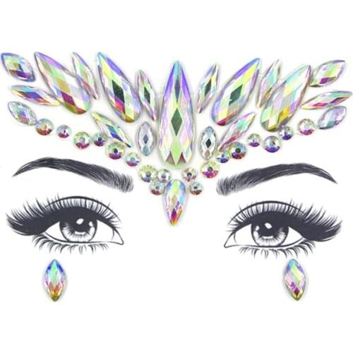 Party Queen Face Sticker Diamond Temporary Tattoo Wedding Birthday Party Shining Rhinestones Flash Tattoo Stickers