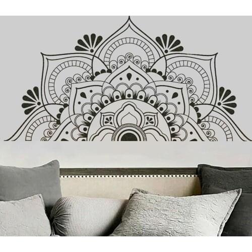 Waterproof PVC Removable Adhesive Half Mandala Wall Sticker Decal Mural Meditation Home Decoration