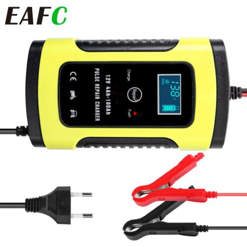 Car Battery Charger Full Automatic 110V To 220V To 12V 6A LCD Smart Fast for Auto Motorcycle Lead-Acid Batteries Charging