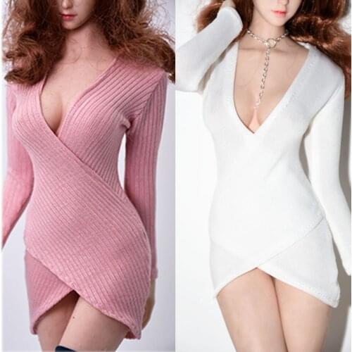 1/6 Scale Female Sexy OL Dress with Necklace Grey/ White Color for 12 Inches TBL Phicen Action Figure Clothes