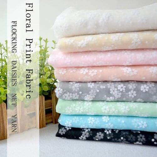 1M Fashion Mesh Lace Fabric Floral Print DIY Sewing Dress Wedding Dress Cloth Party Home Decorate DIY Accessories