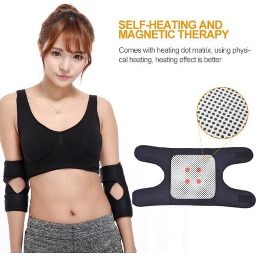 1 Pair Magnetic Therapy Self-Heating Arm Elbow Brace Support Belt Anti Cellulite Tourmaline Pain Relief Strap Bandage Arm Care