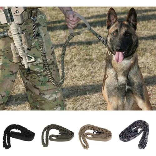 1PC Dog Leash 1000D Nylon Tactical Military Police Dog Training Leash Elastic Pet Collars Multicolor Solid Dog Leads Multicolor