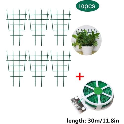 10Pcs Plant Climbing Trellis + 30M Plants Straps Garden Trellises T-shaped Rack Flower Plant Vegetable Support Stander