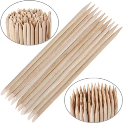 100PCS Nail Art Care Tools Orange Wood Stick Cuticle Pusher Remover for Manicure Cuticle Pusher Remover Pedicure Professional