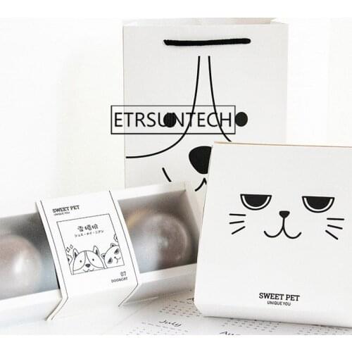 100pcs Cute Animal Cake Box Cat Dog Design Dessert Cookies Cake Packaging Box Birthday Party Gift Box