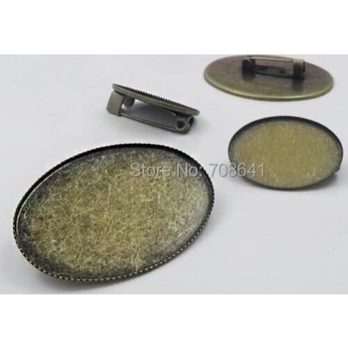 18x25mm 30x40mm Blank Brooches bases Oval Bezel Metal Back Pins Clips Resin Cabochons Settings DIY Findings Multi-color