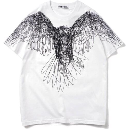 2020 New Arrival Hot Sale O-neck Knitted T Shirt Tshirt Homme Hip Hop Line Eagle 3d Printing Brand Short Sleeve Pure Cotton