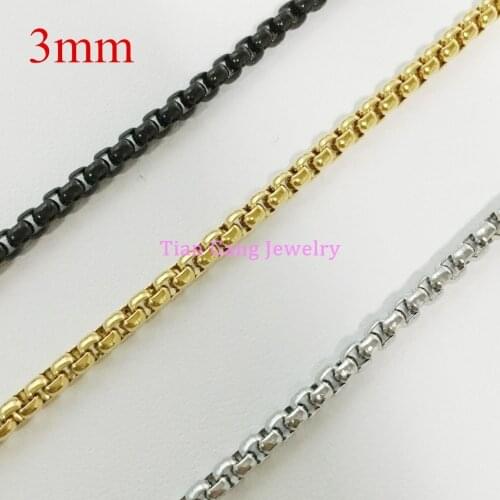 7"-40" Silver Color/Gold/Black Color Choose 316L Stainless Steel Women Mens Handmade Rolo Link Chain Necklace or Bracelet