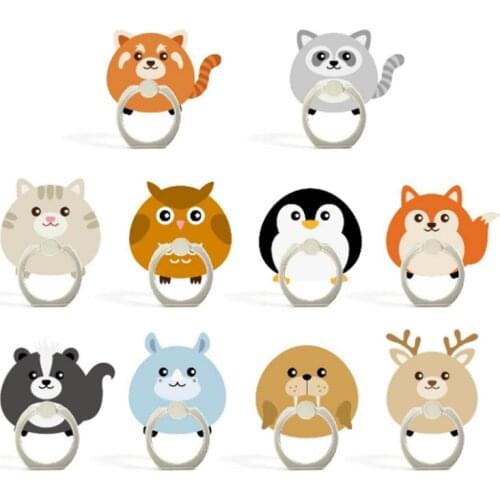 Acrylic Mobile Phone Holder Animal Penguin Fox Finger Ring Smartphone Stand Holder For iPhone Xiaomi Huawei All Mobile Phone