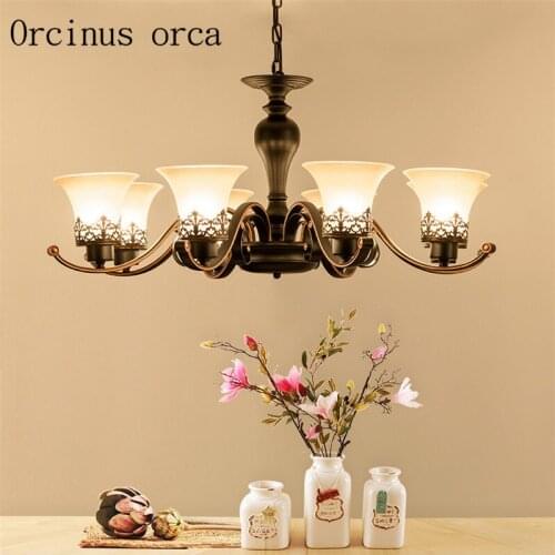 American rural living room chandelier iron retro bedroom lamp Garden Restaurant chandelier Nordic modern Postage free