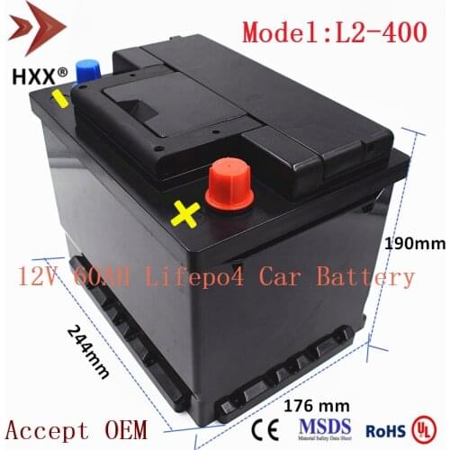 Car 12V 60Ah Lifepo4 Battery CCA 800A Auto L2-400 12 V Lithium Ion Battery 5 Years Warranty Compatible BORA&PASSAT&Touran&GOL