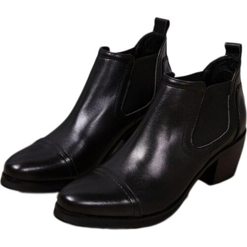 Batzuzhi 6.8cm High Heels Boots Men Formal Soft Leather Boots Short Gentlemen Dress Boots Party and Business Botas, Size 38-46