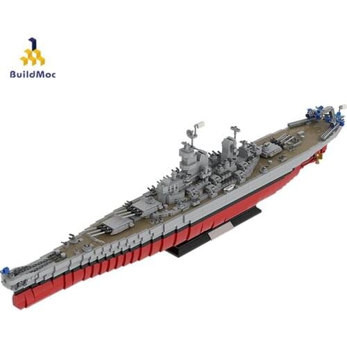 Buildmoc Iowa class Warship Uss Missouri Bb-63 War Weapon Military Missile Childrens Toys Diy Building Block Model Gift