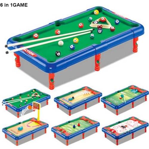 6 IN 1 GAME Billiards/Bowling/Football/Basketball/Golf/Hockey Scene Change Indoor/Outdoor Childrens Toys Fun Sports Balls