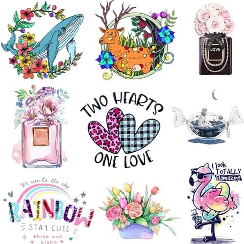 Diy Whale/Deer Applique Heat Transfer Stickers Cute Animal Diy Appliques Heat Transfer Vinyl Washable Sticker Stripes On Clothes