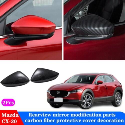 For Mazda CX-30 CX30 2020 ABS Plastic Carbon Fiber Car Side Exterior Rearview Mirror Decoration Cover Trim Accessories