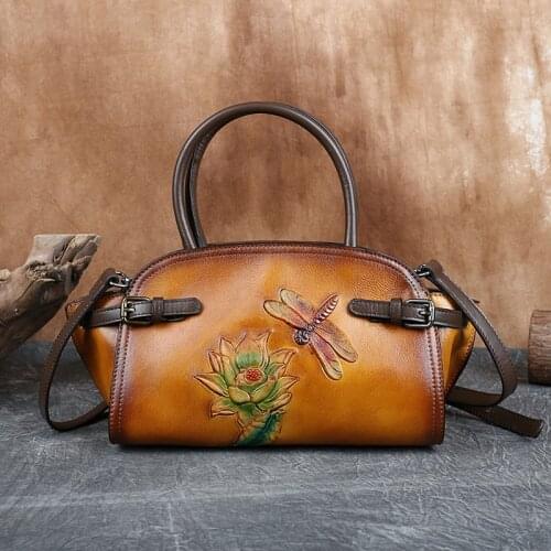 Leather Handbag Spring Dumplings Package Literary Restoring Ancient Ways Employed Layer Cowhide Leisure Shoulder Bags