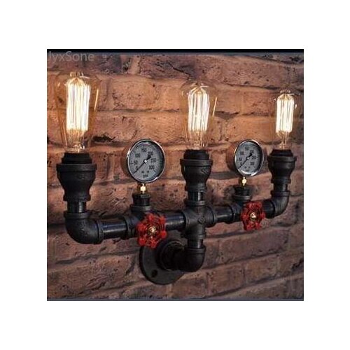 Creative Wall Lamp for Water Pipes European and American Style Retro Iron Restaurant Bar Double Bedroom Lamp Living Rroom Indoor