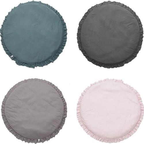 Round Kids Rugs Lace Soft Baby Floor Play Mat for Nursery Playroom Crawling Carpet Home Decor G2AE