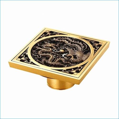 Square Relief Art brass deodorization type floor drains,European-style carved bronze floor drain,J14278