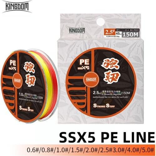 KINGDOM SSX9 Fishing Line 150m 9 Strands PE Line Pull Force 6.8-29.5kg Monofilament Line Multifilament Smooth Carp Fishing Lines