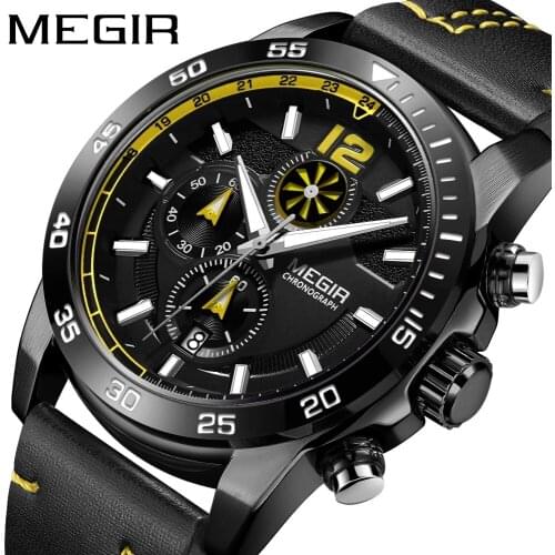 MEGIR 2021 New Waterproof Chronograph Multifunctional Luminous Trend Watches Male Calendar Watch Personality Military 2131G