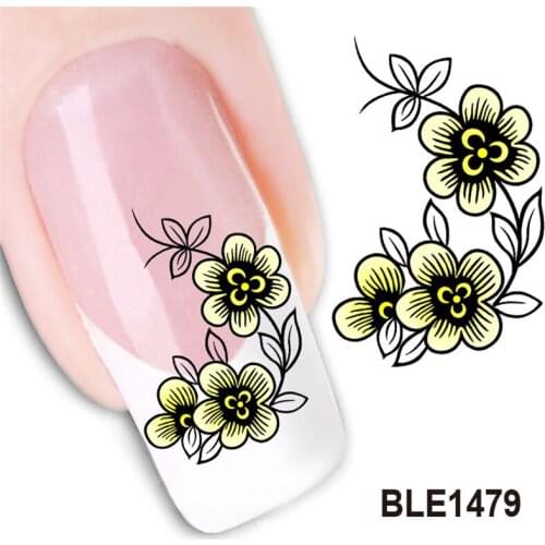 Fashion 3D Flower Design Water Transfer Nails Art Sticker Lady Women Manicure Tools Nail Wraps Decoration Decals BLE1479