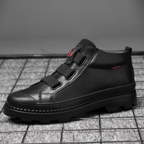 2021Black Warm Winter Men Boots Genuine Leather Ankle Boots Men Work Shoes Men Military Fur Snow Boots High Quality Luxury Brand