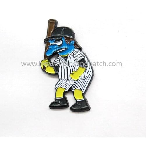 Custom china supplier soft enamel yellow man baseball pin badge