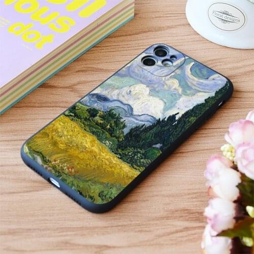 For iPhone Van Gogh Wheat Field With Cypresses Print Soft Matt Apple iPhone Case 6 7 8 11 12 Plus Pro X XR XS MAX SE