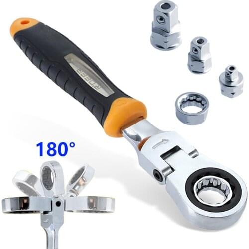 RDEER Ratchet Wrench Set Adjustable Wrench with 1/4in 3/8in 1/2in Socket Wrench Adapter Drive Socket Converter 5pcs