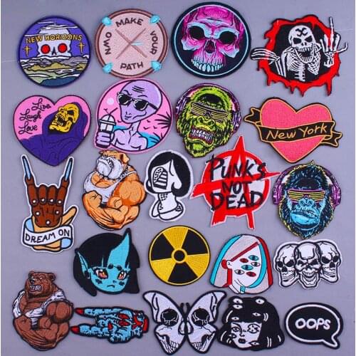 Letter Patch Punk Embroidery Patches Stalker Iron On Patches For Clothes Hippie Applique Cloth Badge Stripes On Jackets Decro