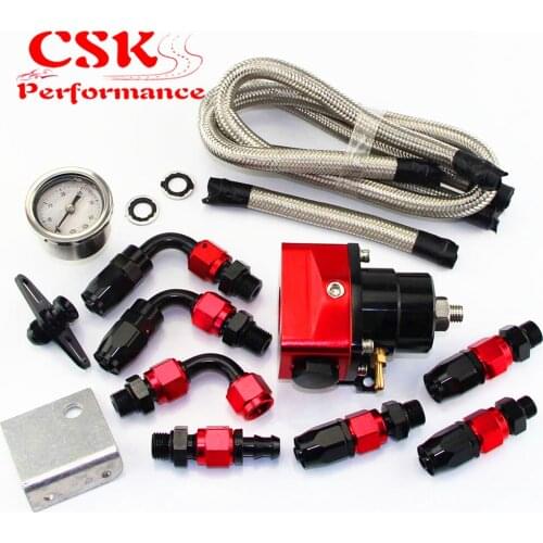New Adjustable Fuel Pressure Regulator AN6 Hose End +Gauge Kit fit For 240SX 180SX