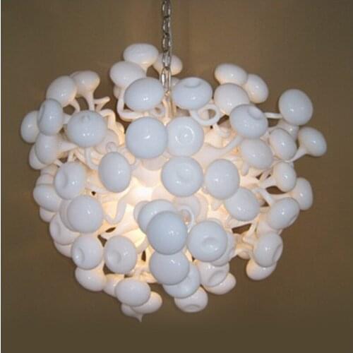 Wholesale Creative White Blown Murano Glass Hanging LED Modern Art Designed Chandelier Lightings