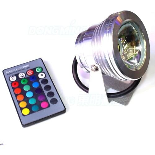 Underwater swimming pool lights IP68 waterproof AC 85-265v 10W pond light rgb + 24key remote controller