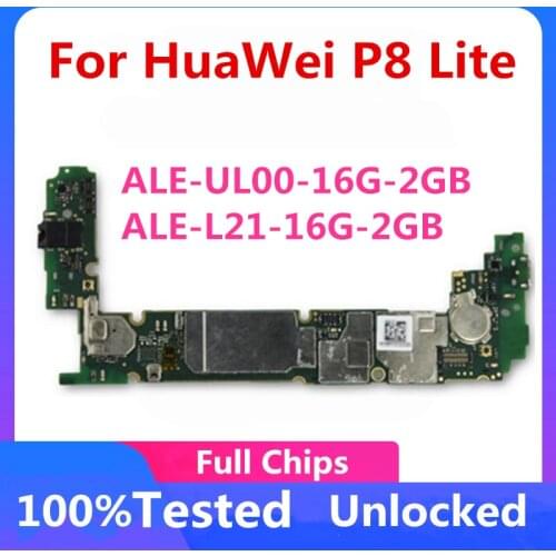 Unlocked For HUAWEI P8 Lite Motherboard Logic Board Full Chips Mainboard Clean IMEI Android ALE UL00 16G 2G / ALE-L21 16G 2G