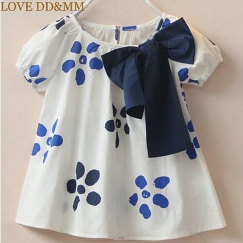 LOVE DD&MM Girls Shirt 2021 Spring New Childrens Wear Large Bow Flower Printing Doll Shirt Girls Cute Clothes