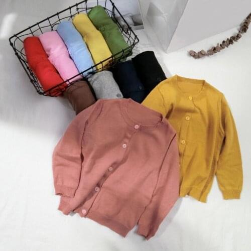 2019 Spring Autumn Boys Girls Sweater Solid Color Kids Cardigan Sweaters For Girl Boy Children Clothes Baby Toddler Knitted Coat